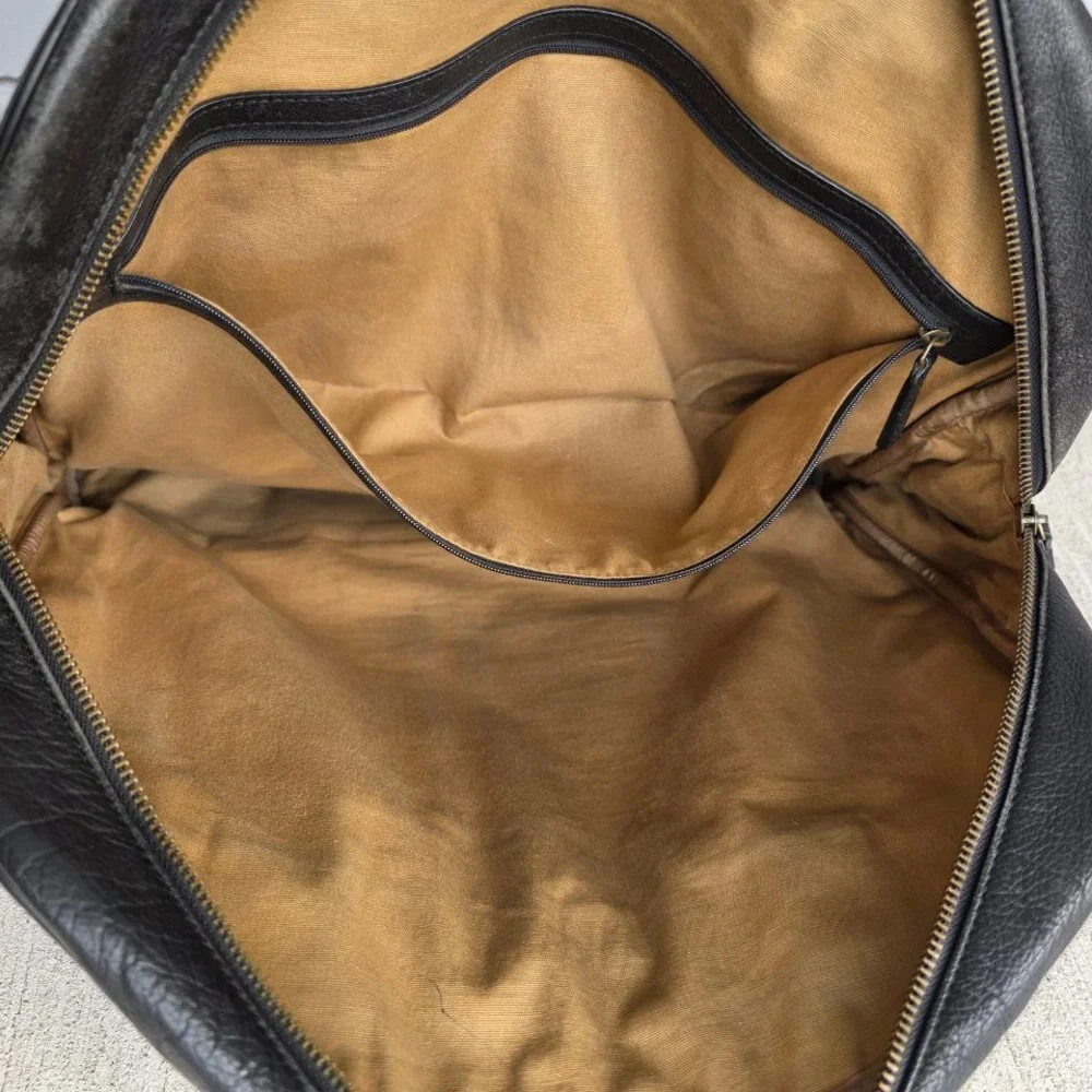 Levenger Black Leather Briefcase / Laptop Bag – 17” Wide